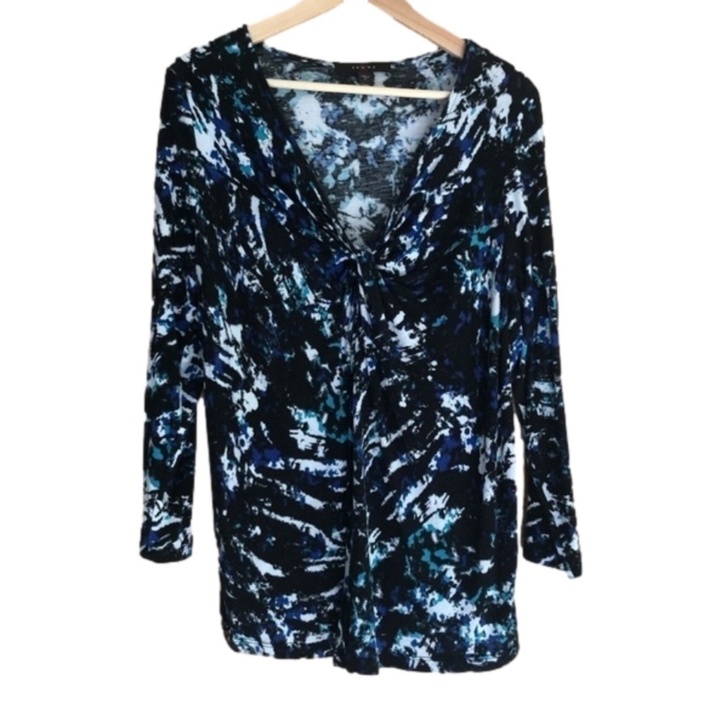 FEVER abstract print 3/4 sleeve v-neck top size large